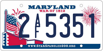 MD license plate 2AF5351