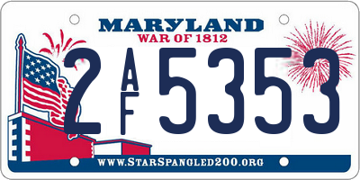 MD license plate 2AF5353