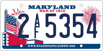 MD license plate 2AF5354