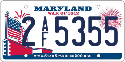 MD license plate 2AF5355