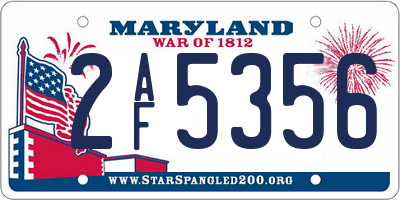 MD license plate 2AF5356