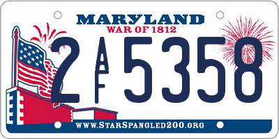 MD license plate 2AF5358