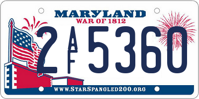 MD license plate 2AF5360