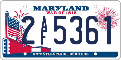 MD license plate 2AF5361