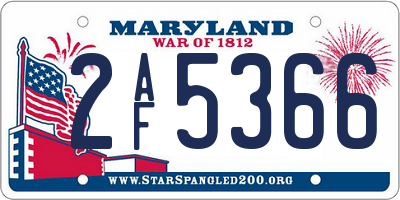 MD license plate 2AF5366