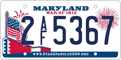 MD license plate 2AF5367
