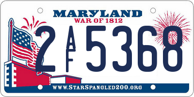 MD license plate 2AF5368