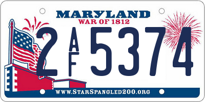 MD license plate 2AF5374