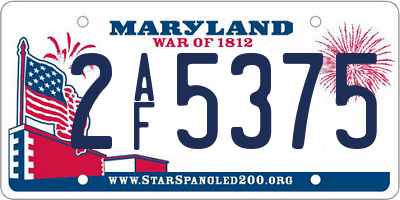 MD license plate 2AF5375