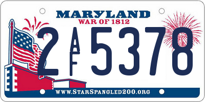 MD license plate 2AF5378