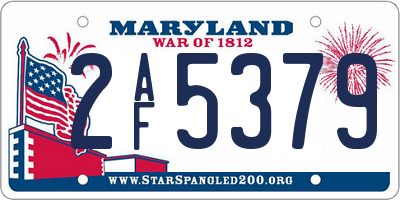 MD license plate 2AF5379