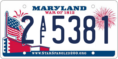 MD license plate 2AF5381