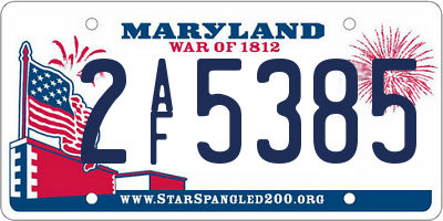 MD license plate 2AF5385