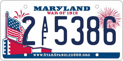 MD license plate 2AF5386