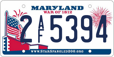 MD license plate 2AF5394