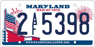 MD license plate 2AF5398