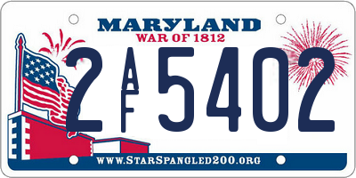 MD license plate 2AF5402