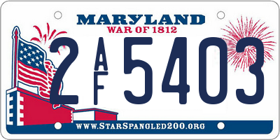 MD license plate 2AF5403