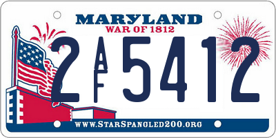 MD license plate 2AF5412