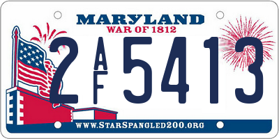 MD license plate 2AF5413