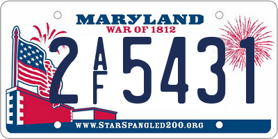MD license plate 2AF5431