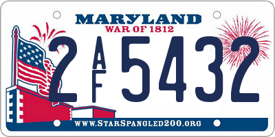 MD license plate 2AF5432