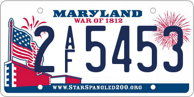 MD license plate 2AF5453