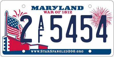 MD license plate 2AF5454