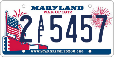 MD license plate 2AF5457