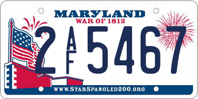 MD license plate 2AF5467