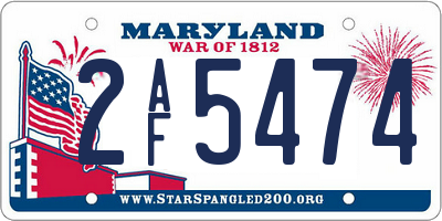 MD license plate 2AF5474