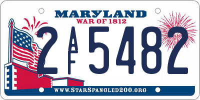 MD license plate 2AF5482