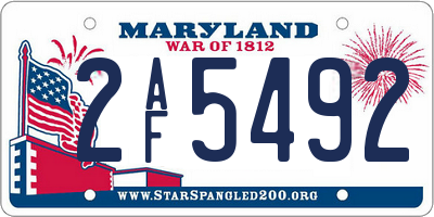 MD license plate 2AF5492