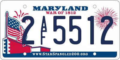 MD license plate 2AF5512