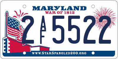 MD license plate 2AF5522