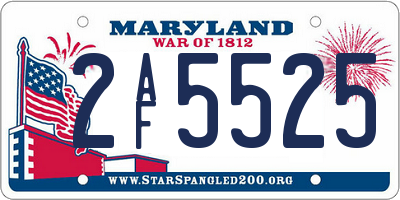 MD license plate 2AF5525