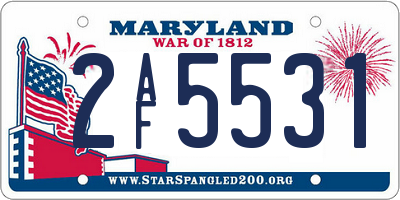 MD license plate 2AF5531