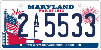 MD license plate 2AF5533