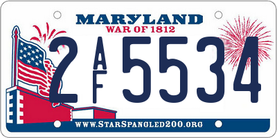 MD license plate 2AF5534