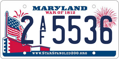 MD license plate 2AF5536