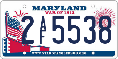 MD license plate 2AF5538