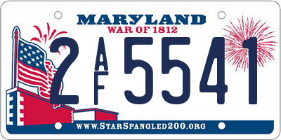 MD license plate 2AF5541