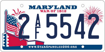 MD license plate 2AF5542