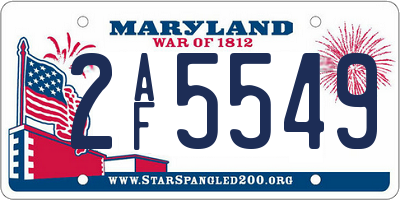 MD license plate 2AF5549