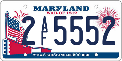 MD license plate 2AF5552