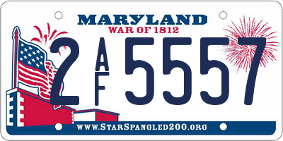 MD license plate 2AF5557