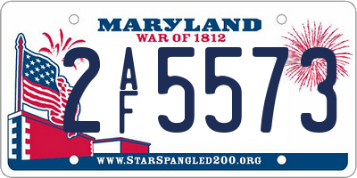 MD license plate 2AF5573
