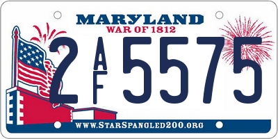 MD license plate 2AF5575