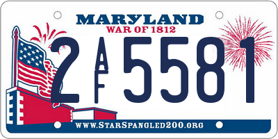 MD license plate 2AF5581