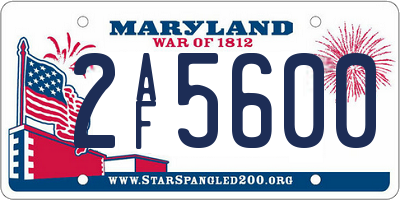 MD license plate 2AF5600